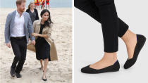 <p>These gorgeous flat shoes aren’t just comfortable and stylish, they’re fully sustainable too. <br>Meghan made this brand a global name after wearing them in Melbourne during the Australian royal tour and just hours later, the $200 shoes made from plastic bottles disguarded in the ocean had sold out. <br>If they’re good enough for Meghan, these flats are good enough for us.<br>Source: Getty/<a rel="nofollow noopener" href="https://rothys.com/" target="_blank" data-ylk="slk:Rothy’s" class="link rapid-noclick-resp">Rothy’s</a> </p>