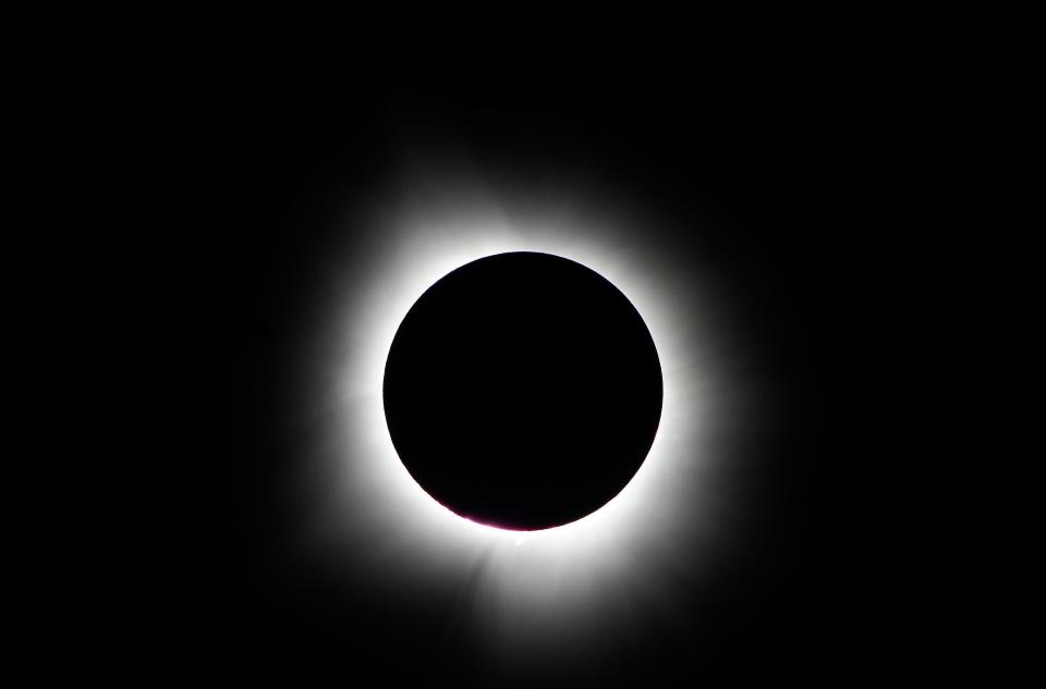 The solar eclipse in totality Monday, April 8, 2024, at National Museum of the United States Air Force near Dayton.