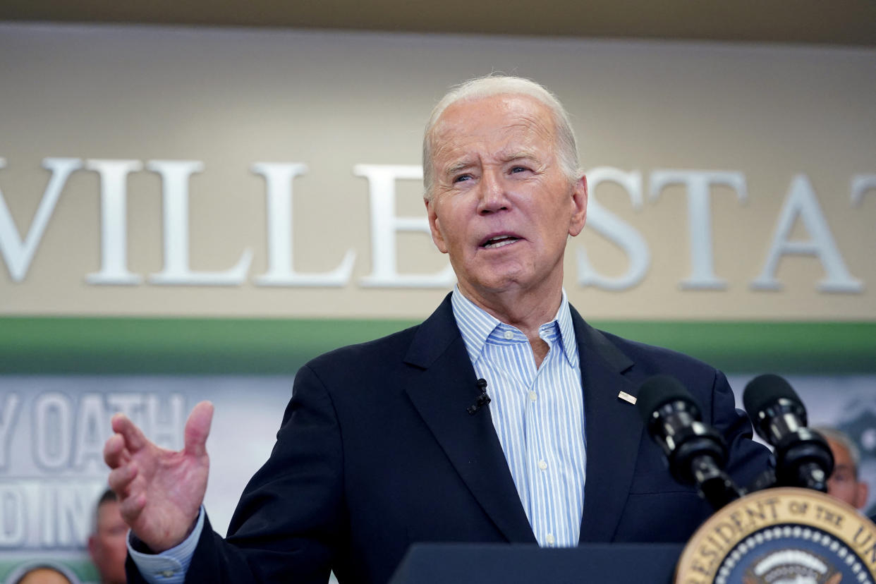 President Biden speaks during his visit to the border in Brownsville Texas on Thursday.