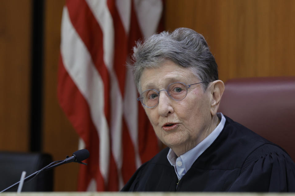 Judge Jean Toal, former South Carolina Supreme Court Justice, presides during a hearing on a motion for Alex Murdaugh's retrial, Tuesday, Jan. 16, 2024, at the Richland County Judicial Center in Columbia, S.C. Murdaugh was convicted of killing his wife, Maggie, and younger son, Paul, in June 2021. (Tracy Glantz/The State via AP, Pool)