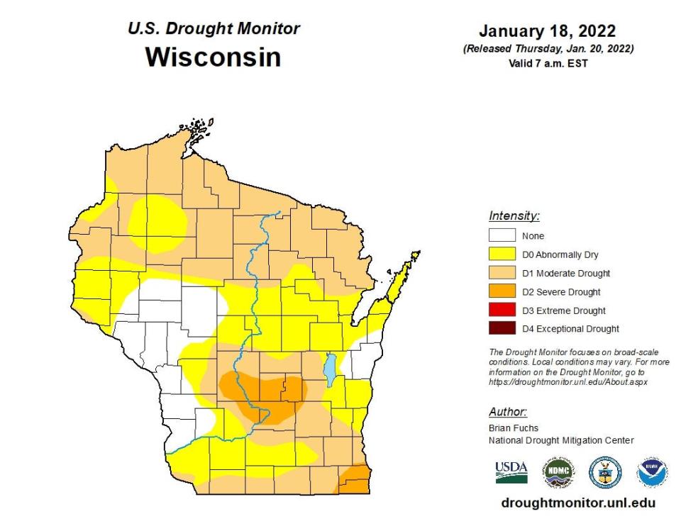 Much of Wisconsin is experiencing conditions that range from abnormally dry to severe drought, according to the latest U.S Drought Monitor information released on Thursday.