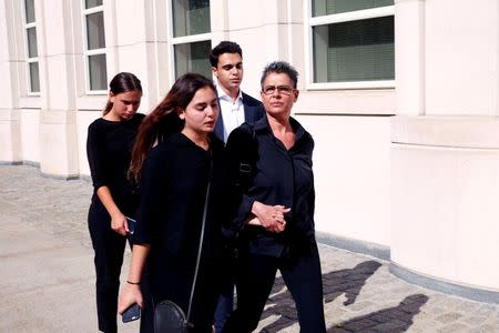 Hana Alexander (R), wife of Jacob "Kobi" Alexander departs with family members from Brooklyn federal court after a hearing in New York, U.S., August 24, 2016. REUTERS/Lucas Jackson