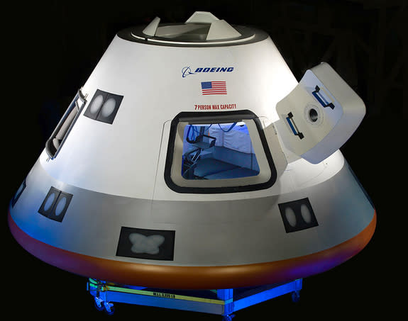 A mockup of Boeing's CST-100.