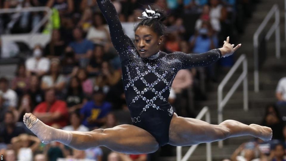 Simone Biles wins record eighth US allaround title as comeback continues