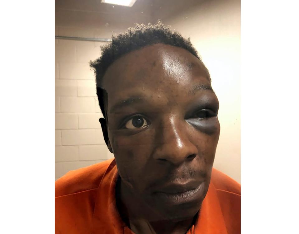 This Saturday, Sept. 12, 2020 photo provided by The Cochran Firm shows Roderick Walker at the Clayton County Jail in Jonesboro, Georgia.