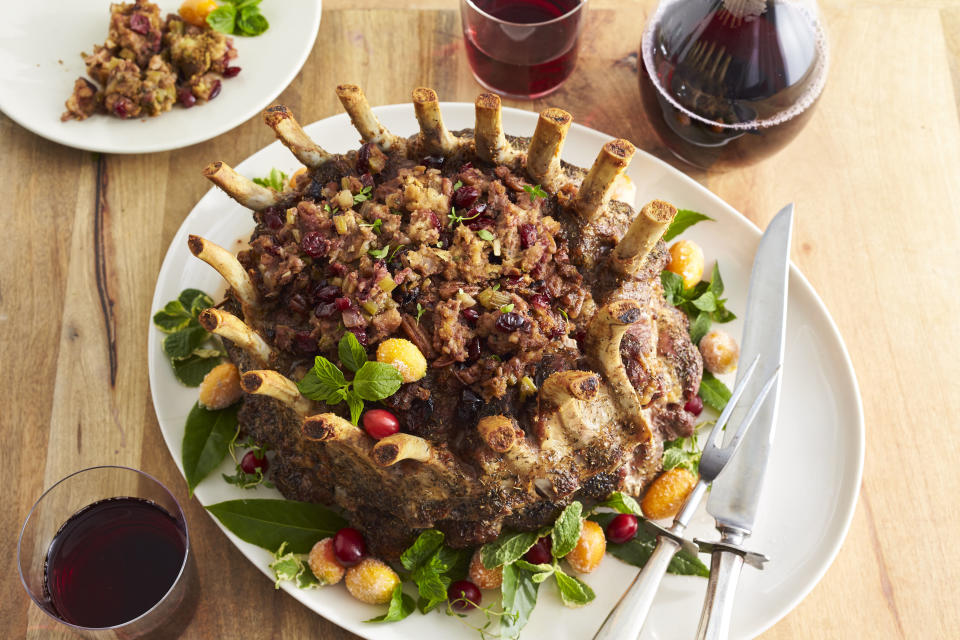 Crown Pork Roast with Cranberry-Pecan Stuffing