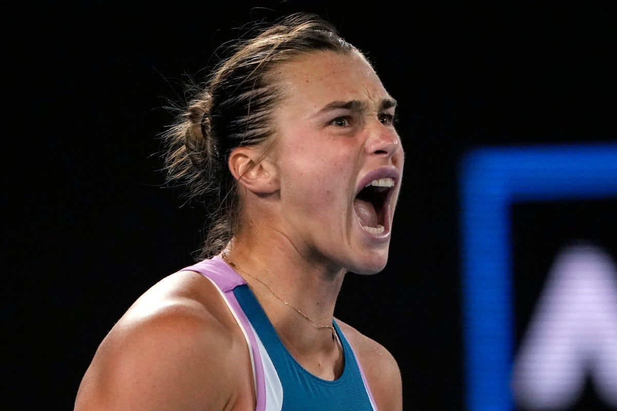 Aryna Sabalenka has reached her first Australian Open final (Aaron Favila/PA) (AP)