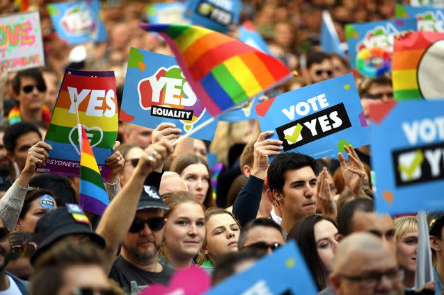 'Yes' banners and rainbow flags will be banned from the NRL Grand Final. Source: Getty