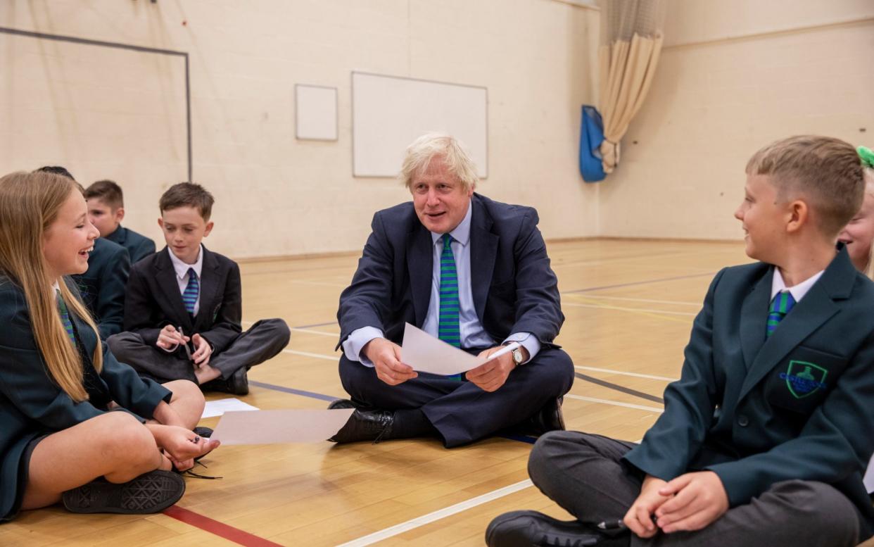 Prime Minister Boris Johnson visits Castle Rock school, Coalville, East Midlands, on the pupils' first day back - Jack Hill/Times Newspapers Ltd