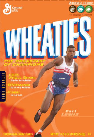 Carl Lewis on the Wheaties box.