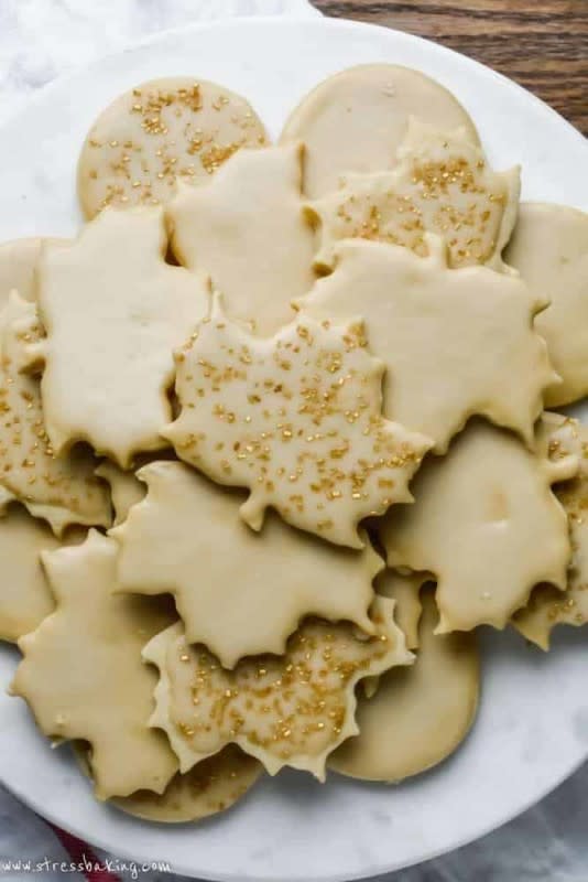 <p>Stress Baking</p><p>These maple sugar cookies are soft cut-out sugar cookies with crisp, defined edges that are loaded with maple syrup flavor – no chilling required, and ready in about 30 minutes!</p><p><strong>Get the recipe: <a href="https://stressbaking.com/maple-sugar-cookies/" rel="nofollow noopener" target="_blank" data-ylk="slk:Maple Sugar Cookies;elm:context_link;itc:0;sec:content-canvas" class="link rapid-noclick-resp"><em>Maple Sugar Cookies</em></a></strong></p>