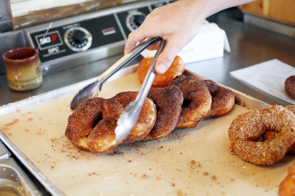 Doughnuts are bagged at Hole in West Asheville.