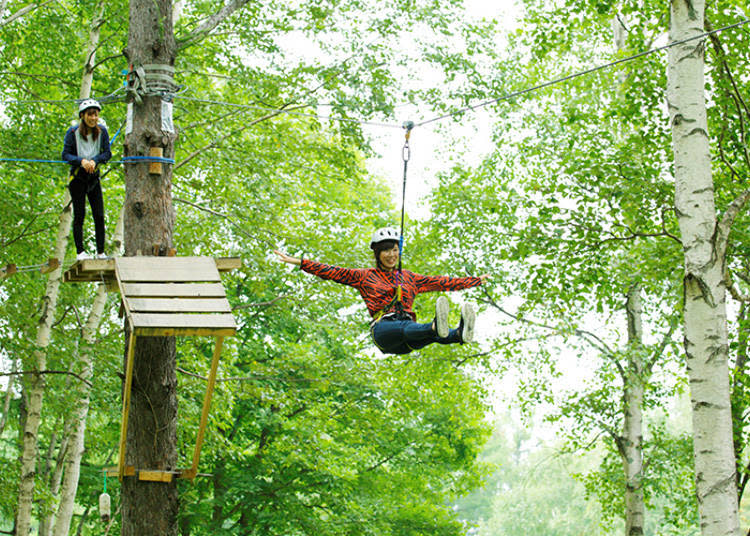 The zip line strung between trees. Makes you feel like a Hollywood action hero!