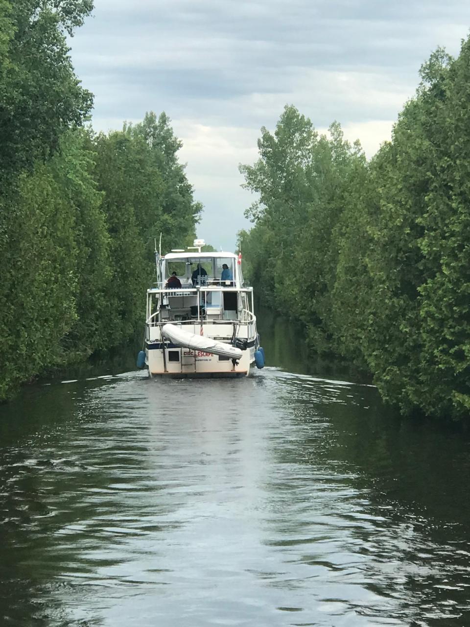 Sue and Rick Rosenwald's boat, the Fire Escape, navigates the Trent-Severn Waterway in Canada.