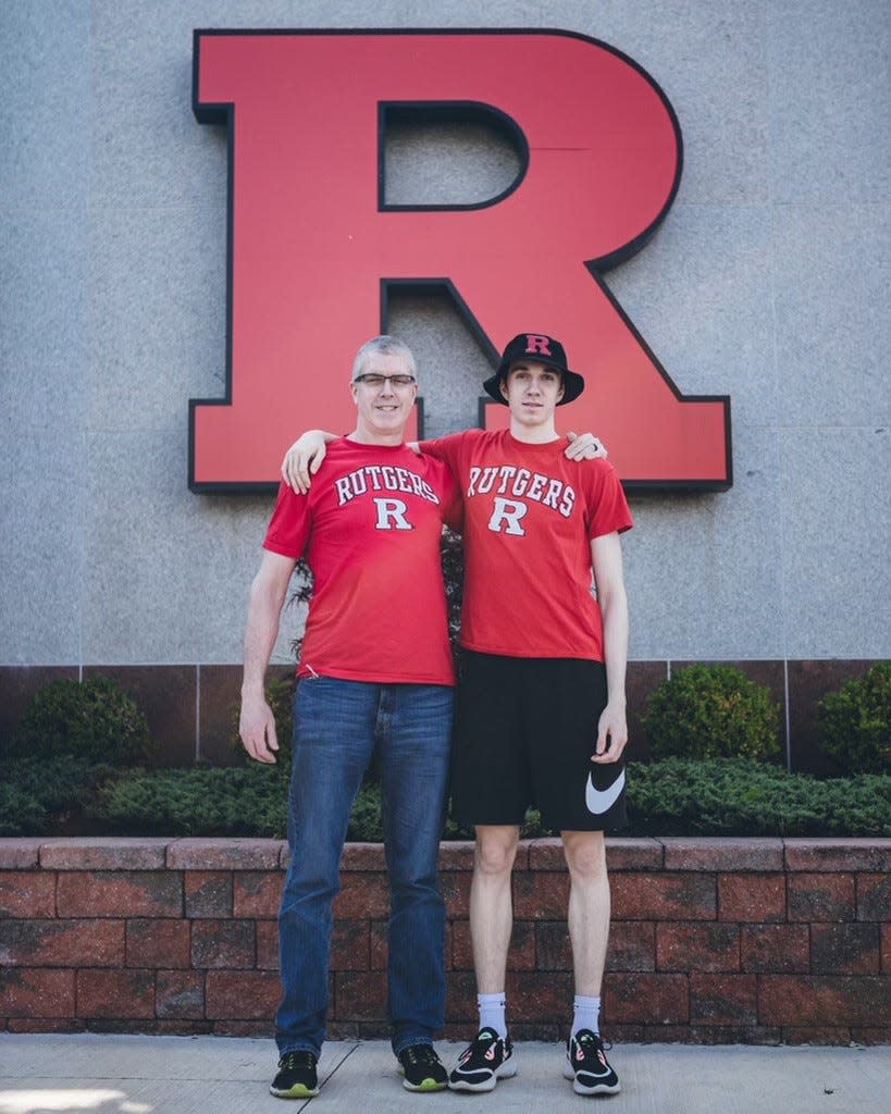 Gavin Griffiths with his father Larry Griffiths on a recent visit to Rutgers