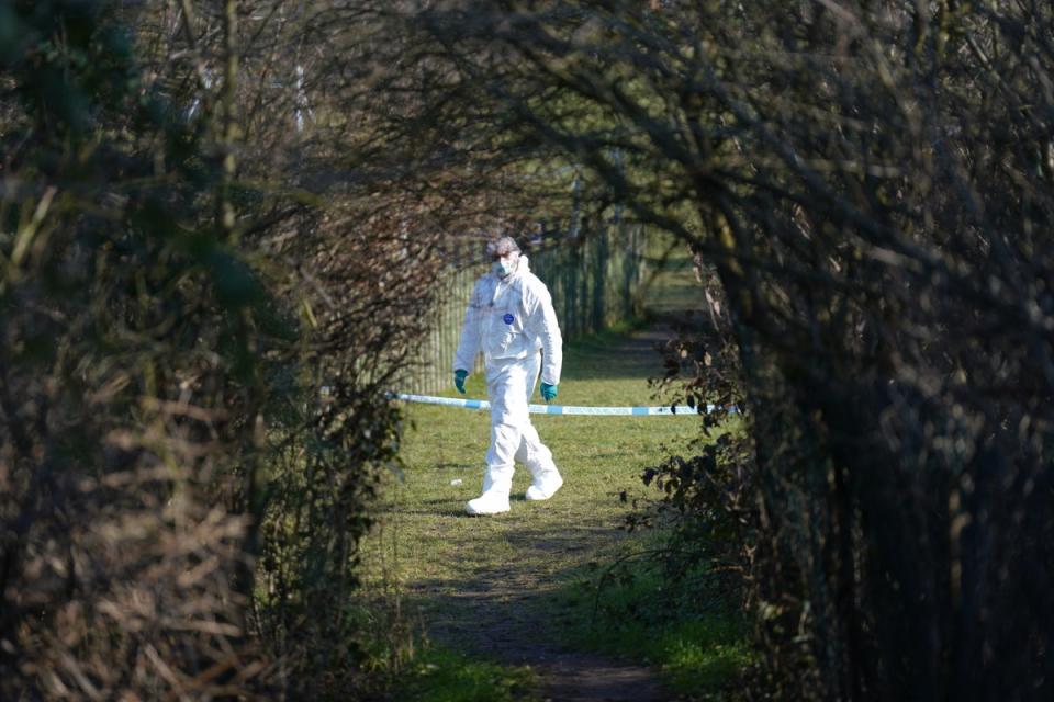Forensic officers in Waterson Vale, Chelmsford after the death of a 16-year-old boy in Essex. (PA)