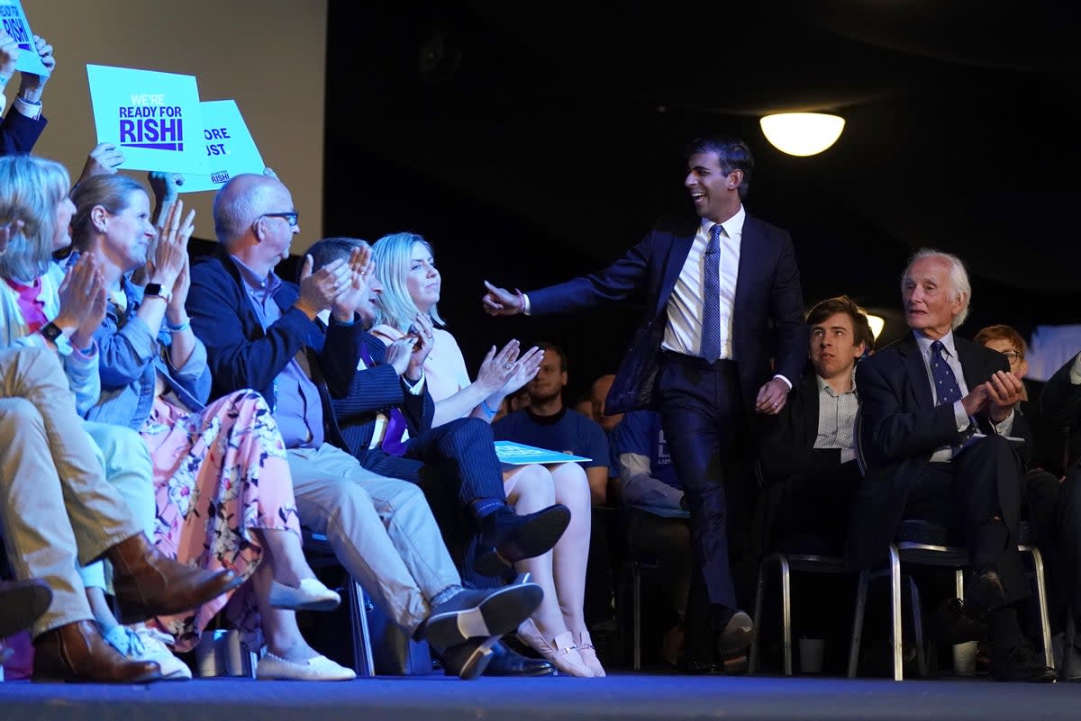 Conservative leadership candidate Rishi Sunak at a hustings event at the Pavilion conference centre at Elland Road in Leeds. Picture date: Thursday July 28, 2022 (Owen Humphries/PA) (PA Wire)