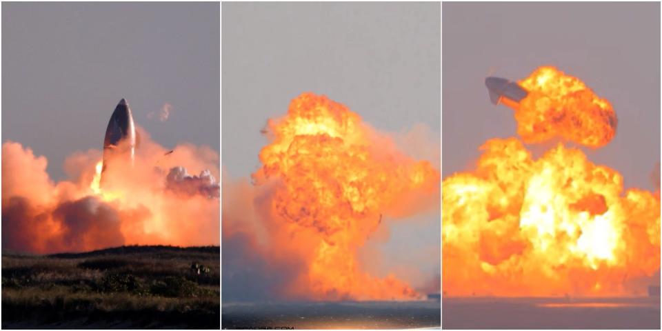starship prototype explosions collage spacex boca chica spadre
