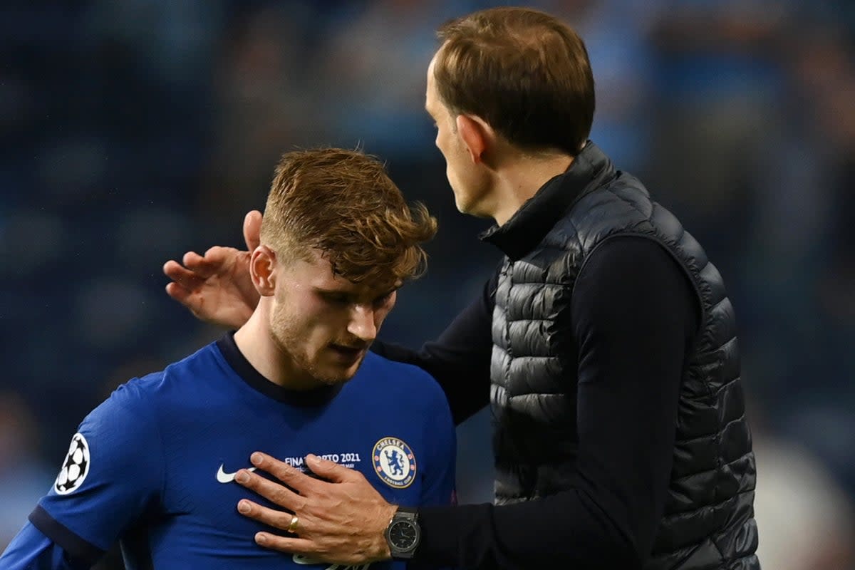 Timo Werner and Thomas Tuchel (Chelsea FC via Getty Images)