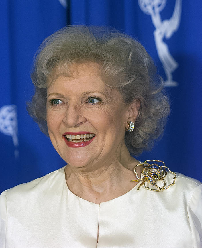 <p> Betty White at the Emmy Awards in 1996. </p>