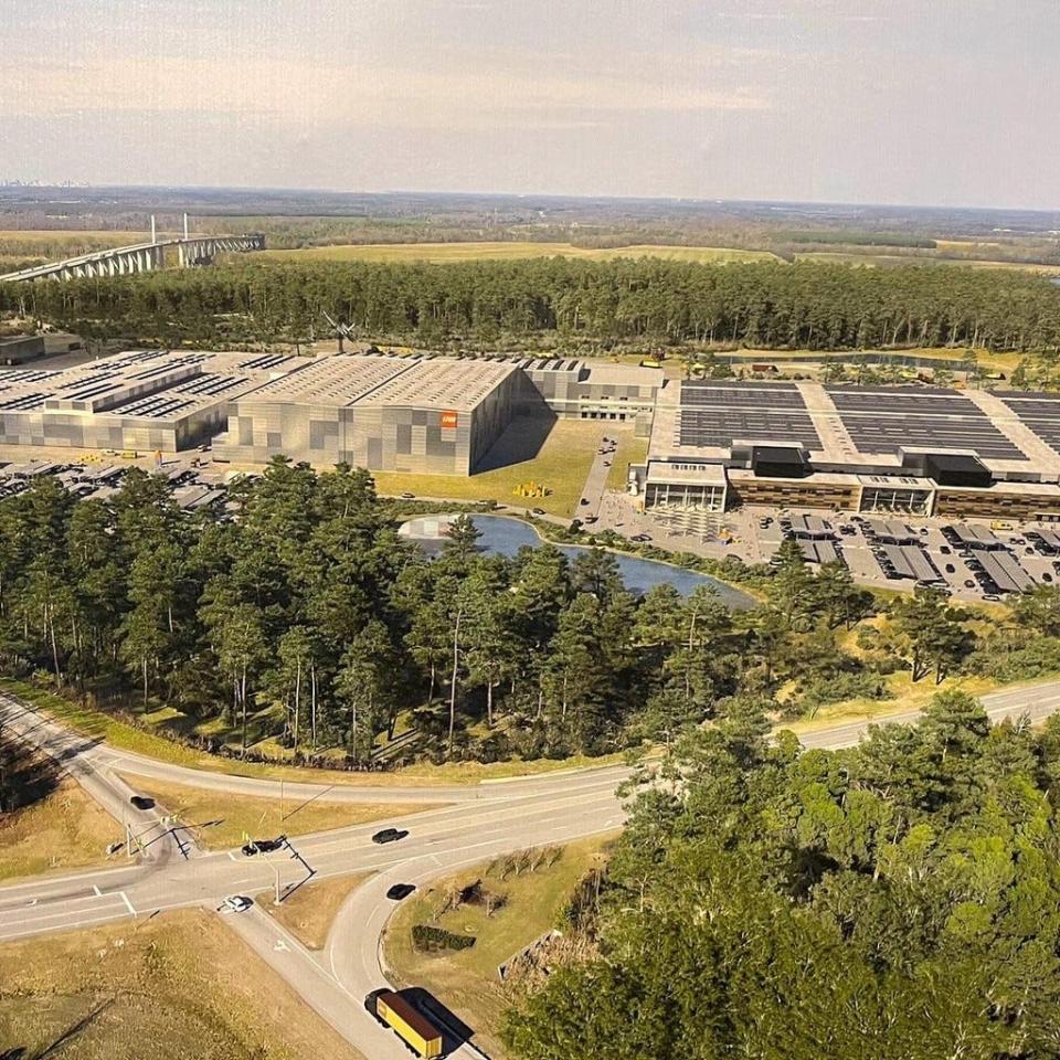 This rendering depicts the anticipated LEGO toy-manufacturing plant slated for Meadowville Technology Park in southeastern Chesterfield County. It will be built on 340 acres just off Interstate 295 and buffered by the James River.