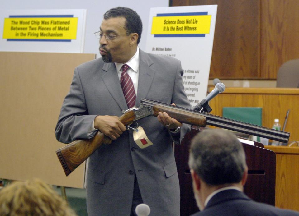 Billy Martin, attorney for former New Jersey Nets center Jayson Williams, gives closing arguments during Williams' manslaughter trial Monday, April 26, 2004, in Somerville, N.J.