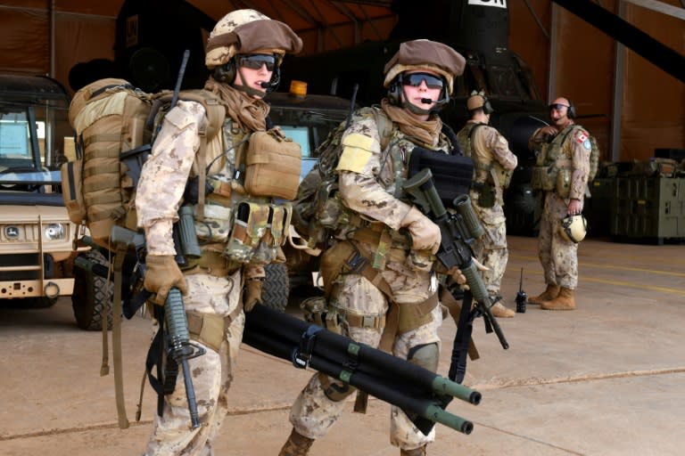 Canadian troops at a base in Gao, Mali, prepare to move out on a UN peacekeeping