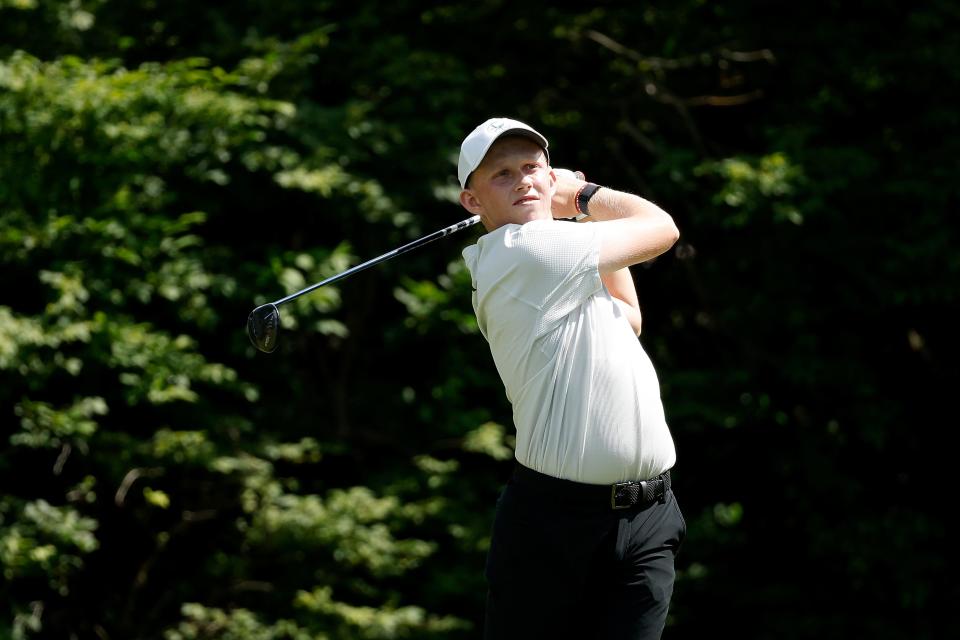 Maxwell Moldovan, shown here competing for Ohio State in May's NCAA Division I regional tournament, won his third Stark County Amateur Golf Championship this weekend.