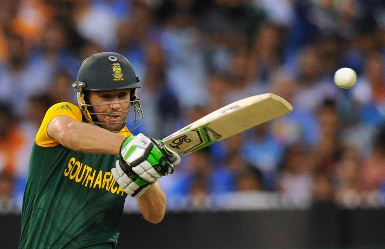 South Africa's AB de Villiers plays a shot during the World Cup match against India at the Melbourne Cricket Ground (MCG) on February 22, 2015