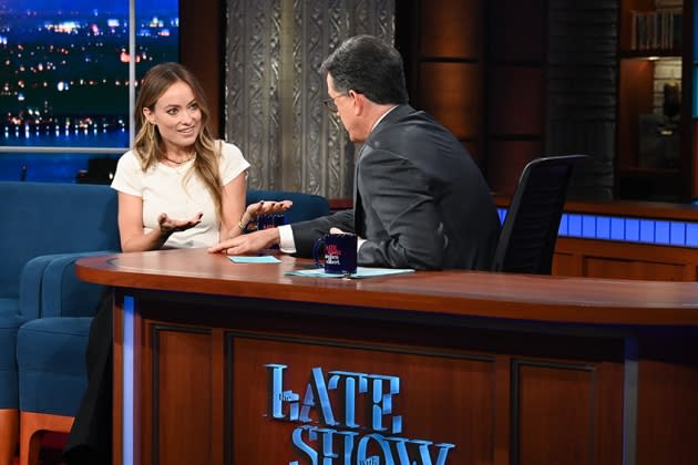 Harry Did Not Spit on Chris': Olivia Wilde Clears Up 'Don't Worry Darling'  Rumors on 'Colbert