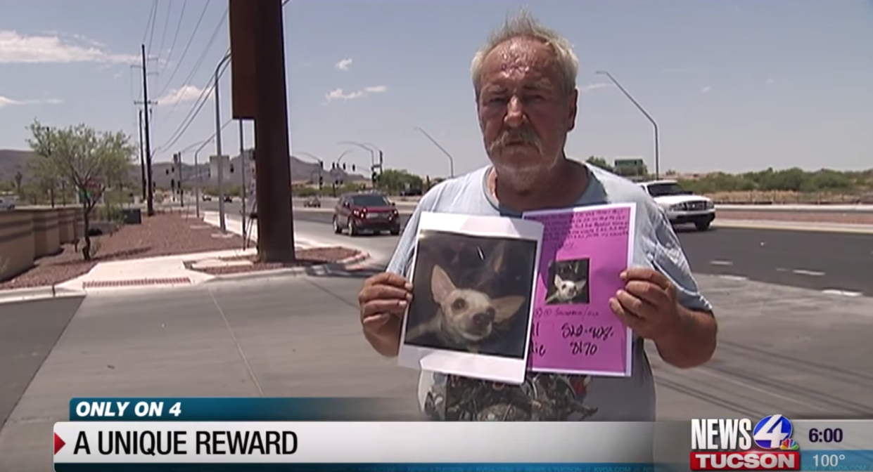 A Tucson, Arizona man is offering a piece of property, with a one-bedroom home, as a reward to help locate his lost two-year-old chihuahua. (Photo: News 4 Tucson)