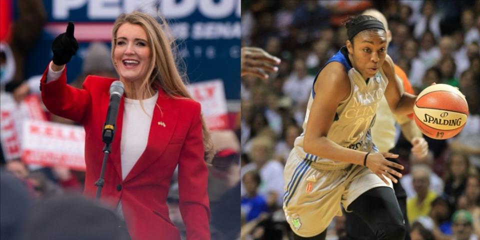 Former U.S. Sen. Kelly Loeffler (left) and retired WNBA player Renee Montgomery (right).