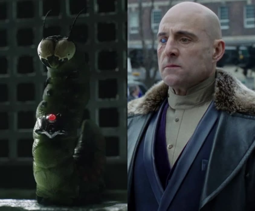 Mister Mind (gusano) y el Dr. Sivana (Mark Strong)