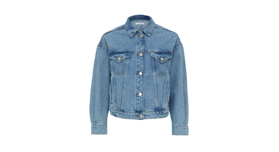 Cropped Elasticated Back Denim Jacket