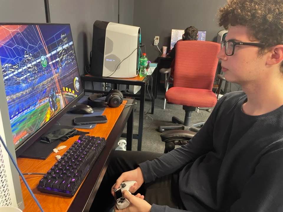 Putnam Science Academy's Rocket League Captain and Junior Gavin Lo Basco practicing the game. He was one of three students who traveled for the High School Esports League's 2023 Nationals. The team finished second.