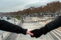 Human chains have been formed across cities in France on November 29, 2015, protesting against global warming