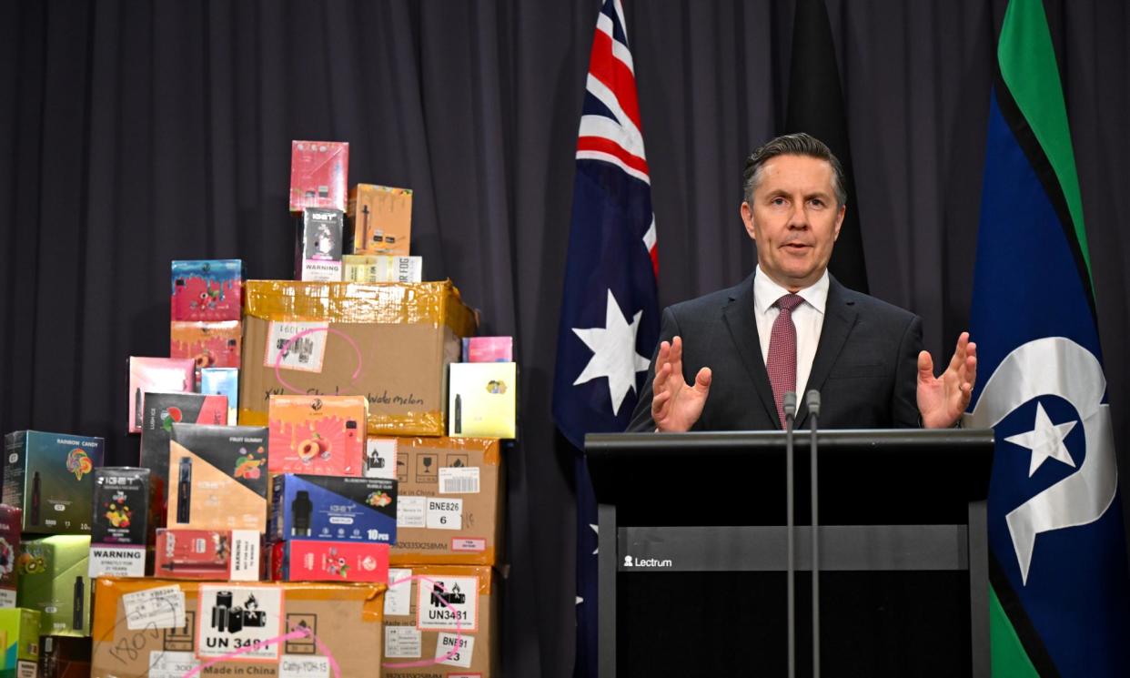 <span>Health minister Mark Butler says some vaping and tobacco companies will try ‘every trick in the book to get around our world leading vaping reforms’.</span><span>Photograph: Lukas Coch/AAP</span>