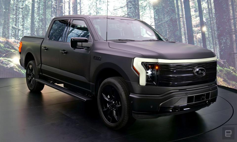 <p>A photo of the Ford F-150 Lightning Platinum Black edition taken at a preview event in Brooklyn, NY.</p> 