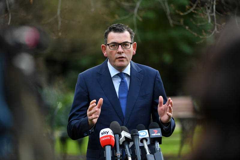 Victorian Premier Daniel Andrews addresses the media during a press conference in Melbourne.