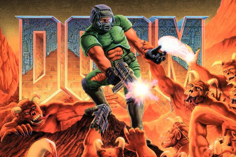 La portada de la primera versión de Doom, el título que sentó las bases del género de disparos en primera persona en la industria de los videojuegos