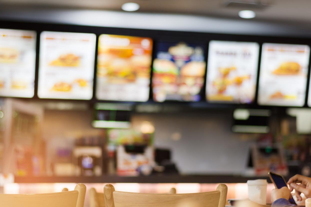 Blurred image of a fast food restaurant.