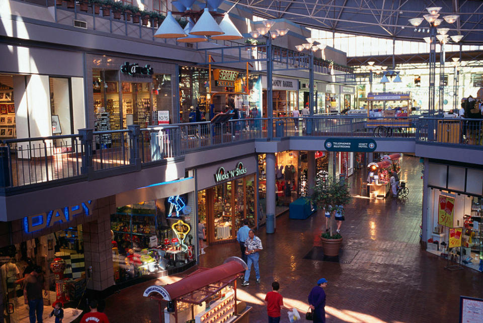 The inside of a mall