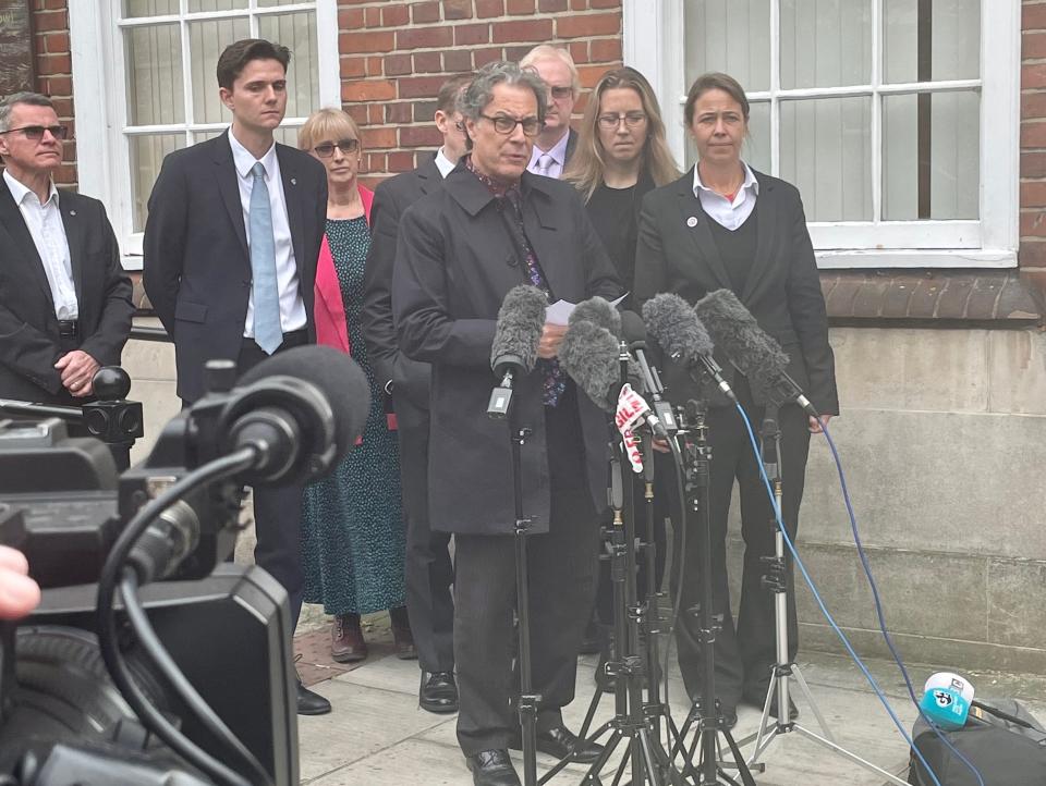 Molly Russell's father, Ian Russell, speaks outside North London Coroner's Court.