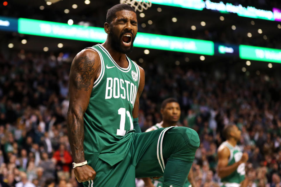 Even after a visit from the champs, Kyrie Irving and the Celtics are still making noise. (Getty)