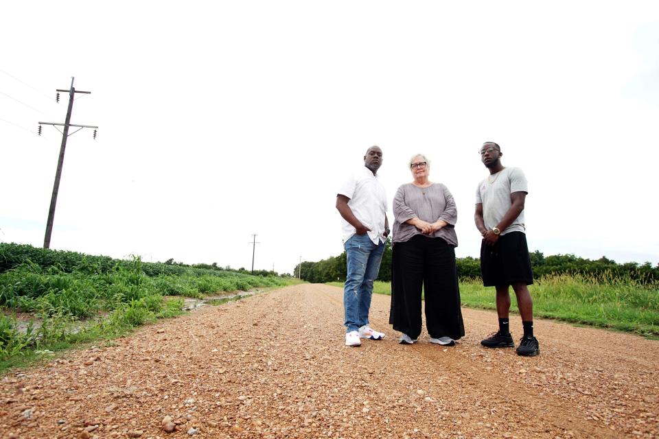 Marquette Smith, Carla Peacher-Ryan, Lekendrick Bunting, revisit a site near Earle, Arkansas where their relatives were involved in a peonage case from the 1930’s. Carla Peacher-Ryan, a retired Memphis attorney, was surprised to learn that one of her relatives played such a direct role in perpetuating slavery into the 20th century.