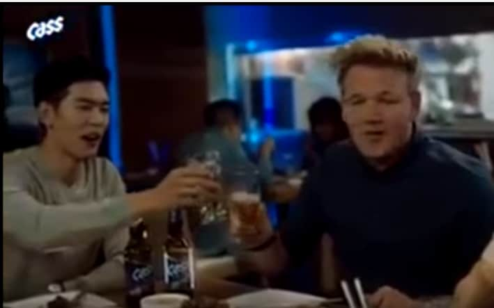 Gordon Ramsay appears in an advert for South Korean beer Cass