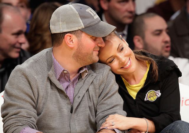 <p>Noel Vasquez/Getty</p> Alyssa Milano and David Bugliari attend a game between the Philadelphia 76ers and the Los Angeles Lakers on February 26, 2010 in Los Angeles, California.