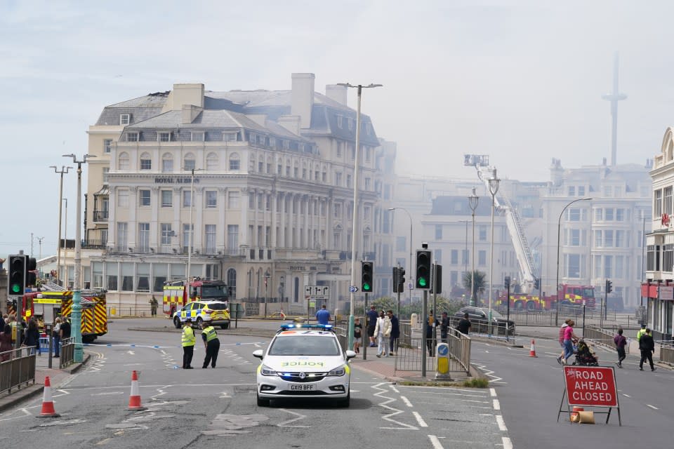 Scene in Brighton after a fire at the Royal Albion Hotel. Photo credit: Gareth Fuller/PA Wire