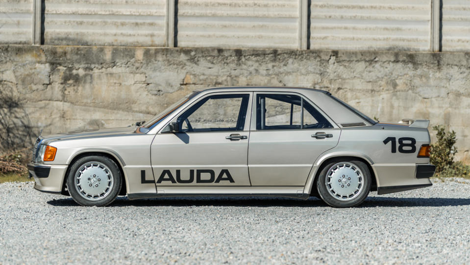 The 1984 Mercedes-Benz 190E 2.3-16 driven by Niki Lauda in the Nürburgring Race of Champions.