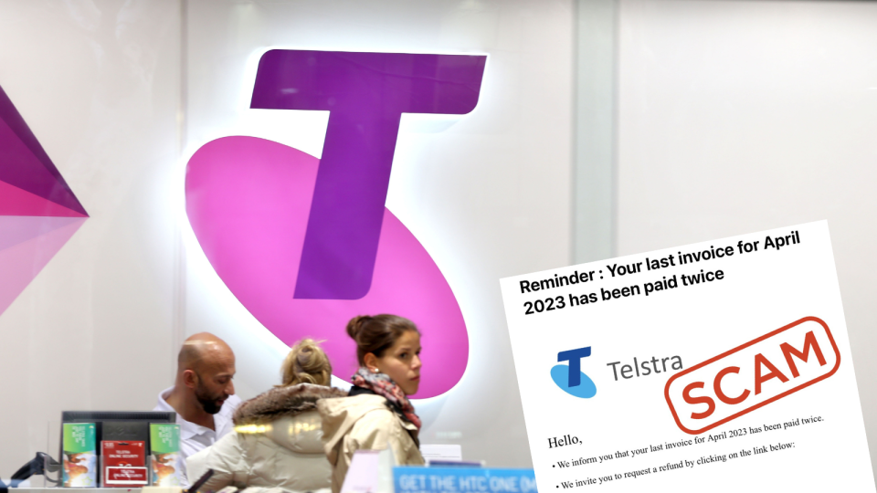 Telstra store and scam email.